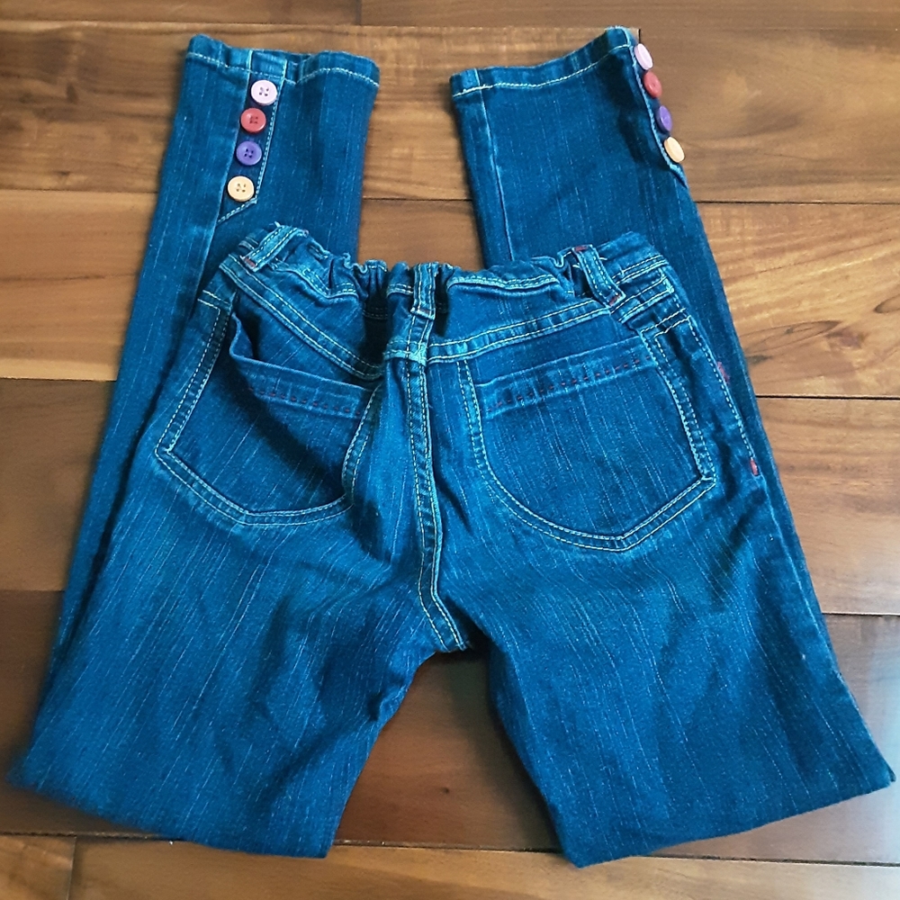 CRAZY 8 GIRLS SKINNY ADJUSTABLE WAIST DARK JEANS WITH BUTTONS DETAIL 8